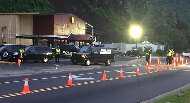  police manning check point